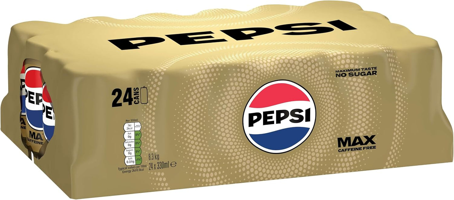 Pepsi Max No Caffeine 330ml Can (Pack of 24)