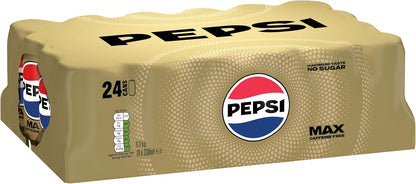 Pepsi Max No Caffeine 330ml Can (Pack of 24)