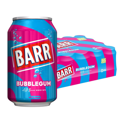 BARR 24 Pack American Cream Soda, Zero No Sugar Sparkling Soft Drink with a Creamy Taste of American Cream Soda Fizzy Pop, 24 x 330ml Cans