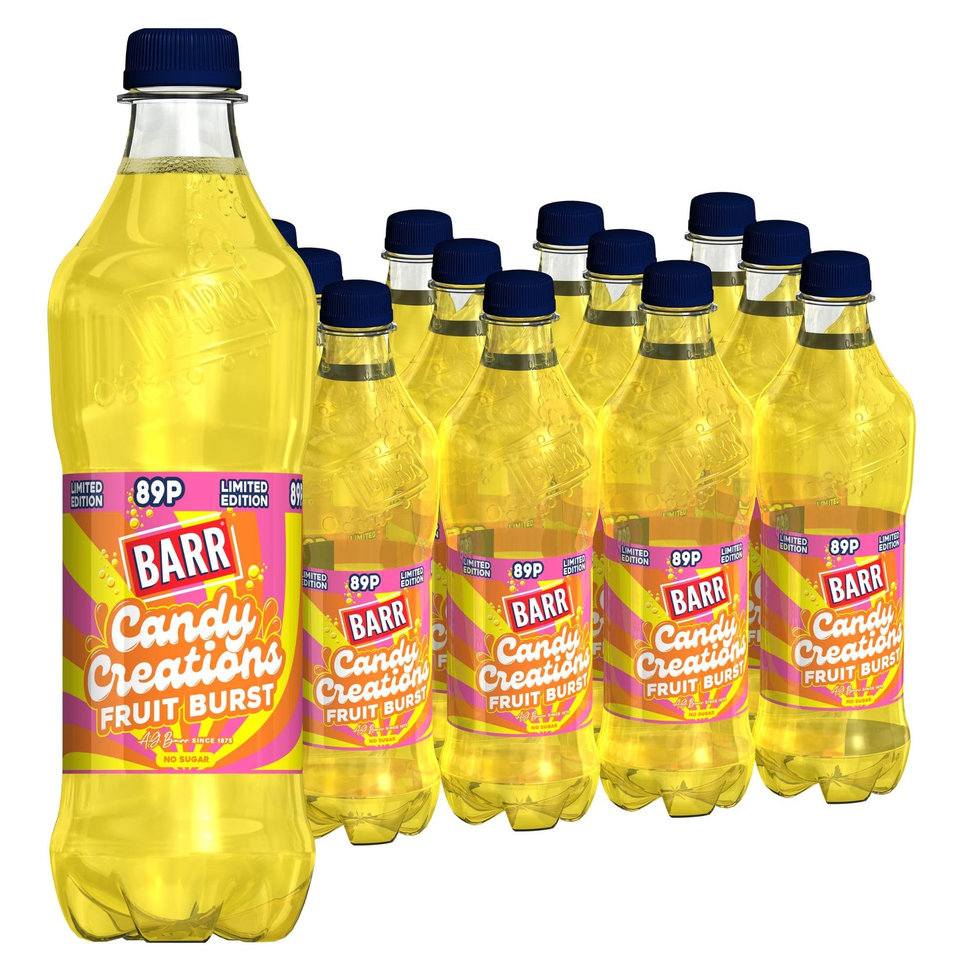 BARR 24 Pack American Cream Soda, Zero No Sugar Sparkling Soft Drink with a Creamy Taste of American Cream Soda Fizzy Pop, 24 x 330ml Cans