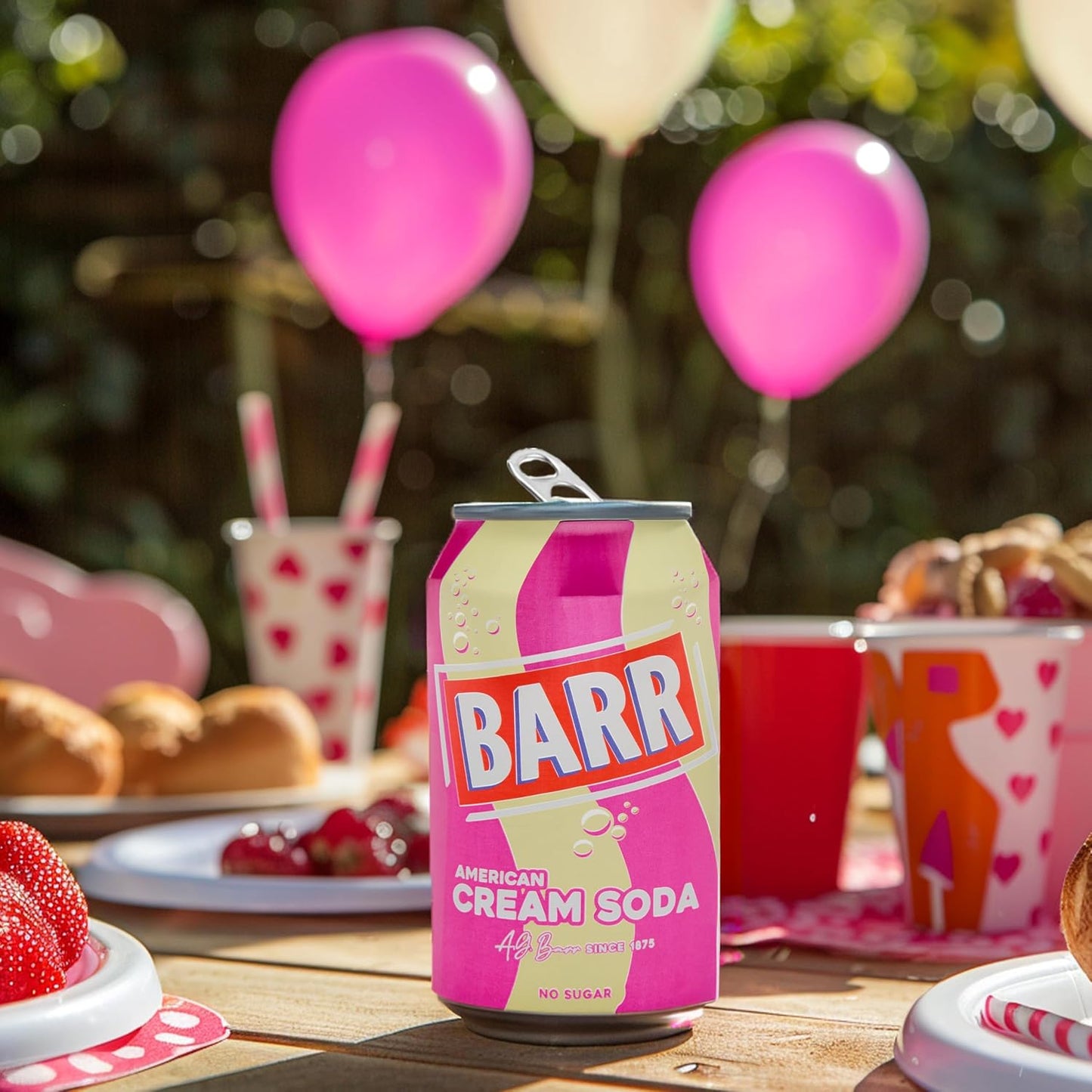BARR 24 Pack American Cream Soda, Zero No Sugar Sparkling Soft Drink with a Creamy Taste of American Cream Soda Fizzy Pop, 24 x 330ml Cans