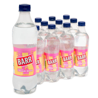 BARR 24 Pack American Cream Soda, Zero No Sugar Sparkling Soft Drink with a Creamy Taste of American Cream Soda Fizzy Pop, 24 x 330ml Cans